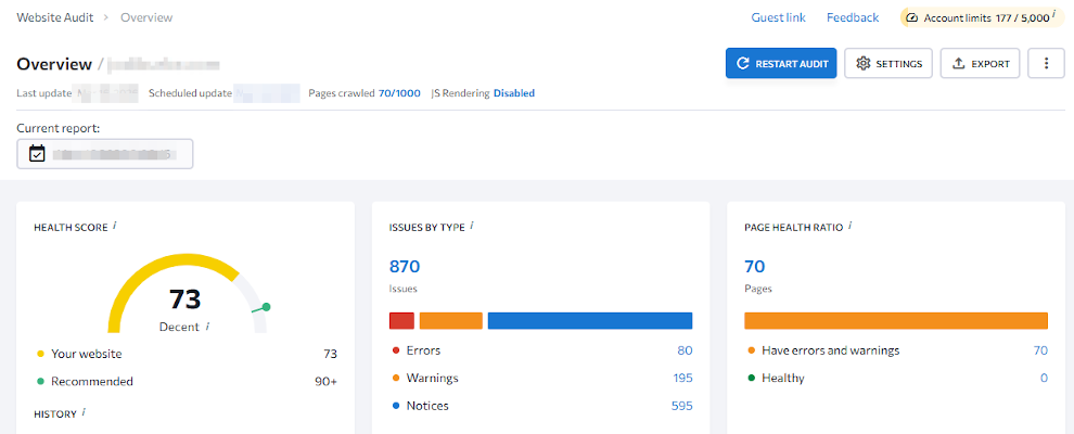 Initial SEO On-Page Audit